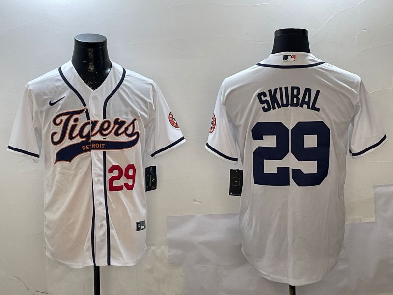Men Detroit Tigers #29 Skubal White Joint Name 2025 Nike MLB Jersey style 3